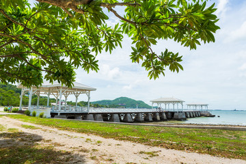 Wooden waterfront pavilion, at Koh si chang island.