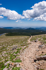mountain landscape scenery with blue sky above timberline