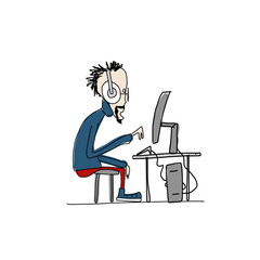 Programmer at work, sketch for your design