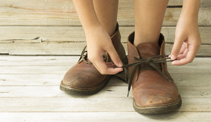 Children wear leather shoes