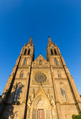 Fototapeta na wymiar The Church of St. Ludmila at the Peace Square in Prague, Czech Republic.
