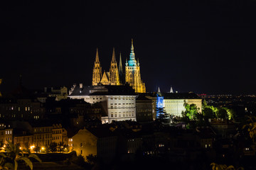 Fototapeta na wymiar Prague, Czech Republic. Night photo of Castle and historical buildings