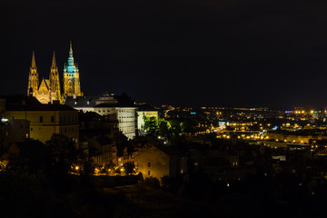 Fototapeta na wymiar Prague, Czech Republic. Night photo of Castle and historical buildings