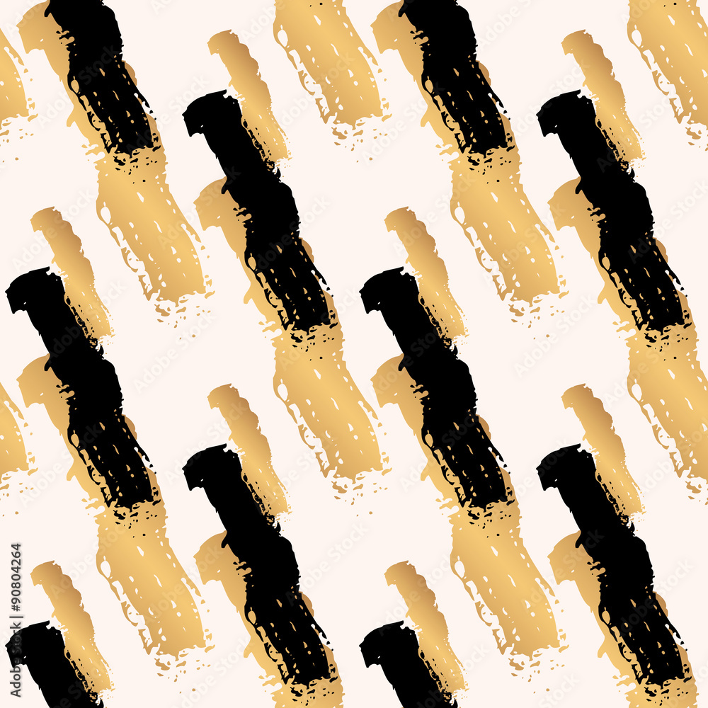 Aufkleber seamless pattern with diagonal black and gold strokes
