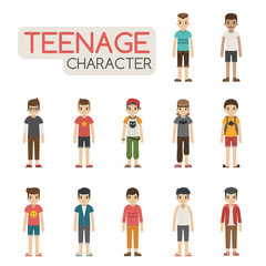 Set of cartoon teenagers characters