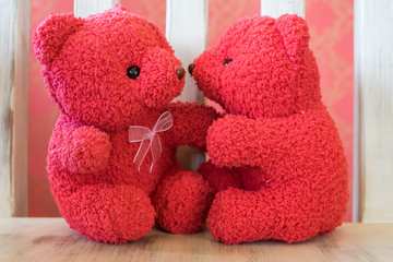 Cute teddy color red with chair 1