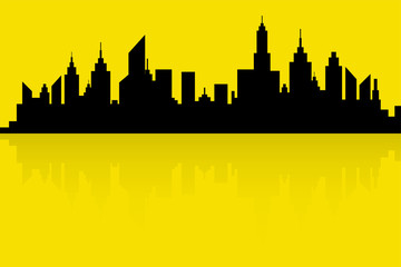 Fototapeta premium City Skyline Silhouette Vector In Retro Colors
