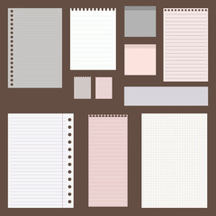 dig vintage set of paper designs. paper sheets, lined paper and note paper