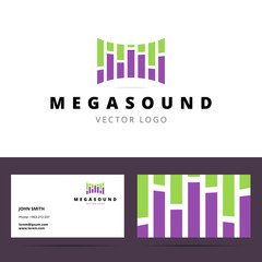 Logo and business card template for sound or creative studio wit