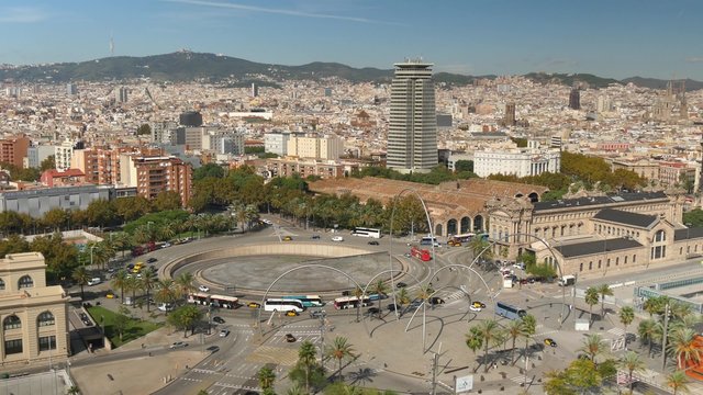 4K Aerial Barcelona Cityscape