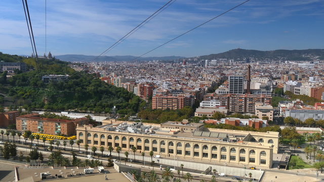 5175 BARCELONA, CATALONIA, SPAIN - Circa October, 2014 - An aerial view of Barcelona, Catalonia, Spain as seen from the Transbordador cable car.	