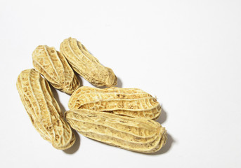 Peanut isolated on white background close up