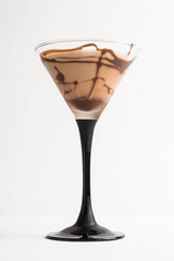 Chocolate martini on the wooden background