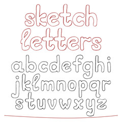 Hand drawn sketch alphabet.