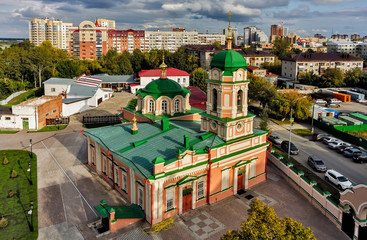 Fototapeta premium Bird eye view on Ilyinsky temple. Tyumen. Russia