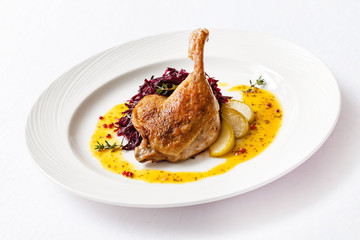 Roast duck with beetroot