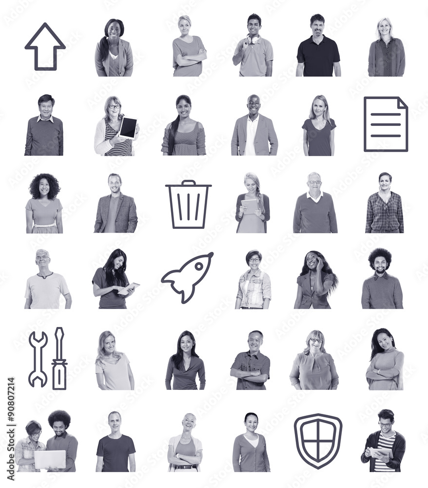 Poster people community technology connection networking concept