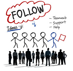 Follow Support Ideas Teamwork Social Media Concept