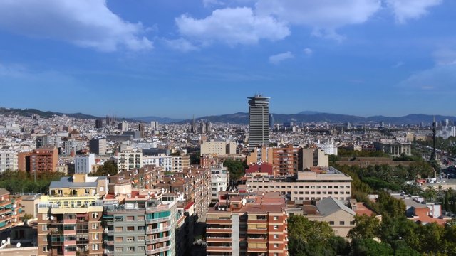 4K Aerial Barcelona from Montjuic