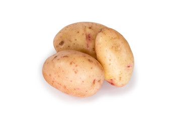 fresh ripe potatoes isolated on white background
