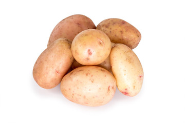 fresh ripe potatoes isolated on white background