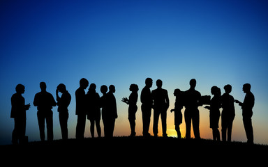 Group Business People Interaction Silhouette Concept
