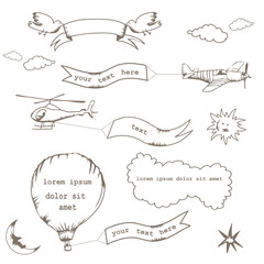 Doodle retro aircraft banners