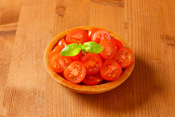 Halved cherry tomatoes