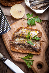 Sandwich with sprats.