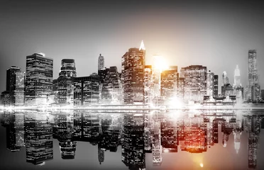 Foto op Aluminium Building Skyscraper Panoramic Night New York City Concept © Rawpixel.com
