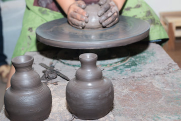 The process of creating pottery by hand
