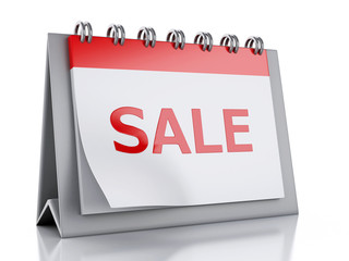 3d Sale word written on a calendar. special offer concept.