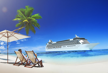 Romance Couple at the Sea Relaxation Concept