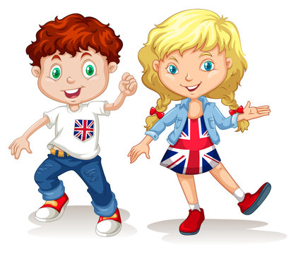 British boy and girl smiling
