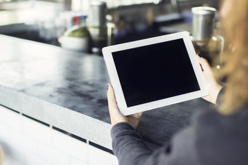 Girl using digital tablet