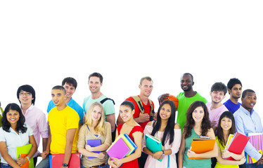 Large group of international students smiling Concept