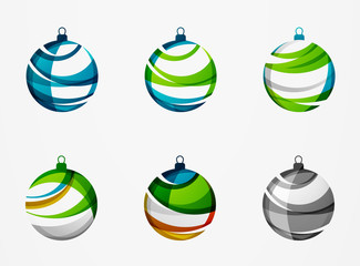 Set of abstract Christmas ball icons, business logo concepts