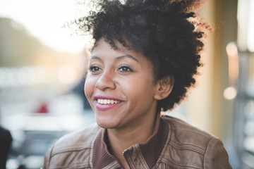 beautiful black curly hair african woman