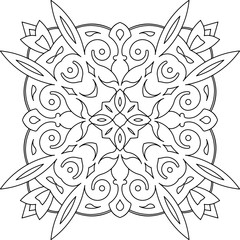 Abstract vector black square lace design in mono line style - ma