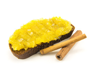 Sandwich with jam isolated on white