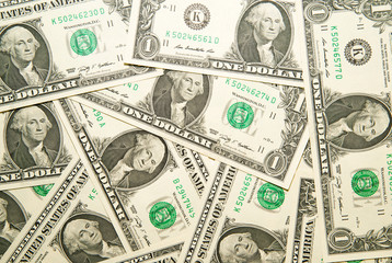 A lot of banknotes one US dollar