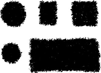 grunge shape square and round black silhouette on white