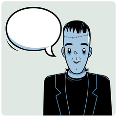 Halloween Frankenstein monster and a speech bubble. Vector illustration