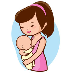 Mother nursing her newborn baby. Vector illustration