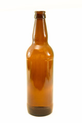 Recyclable brown glass bottle. Recyclable waste series.