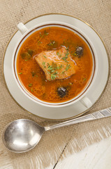 mediterranean fish soup in a bowl