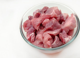 Sliced raw pork meat