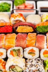 sushi pieces from aerial view