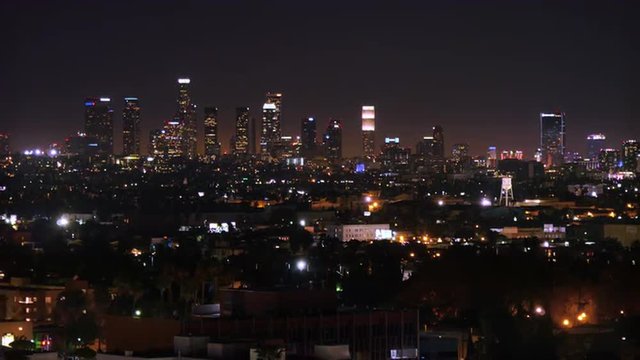 Evening to Night Timelapse Los Angeles Skyline