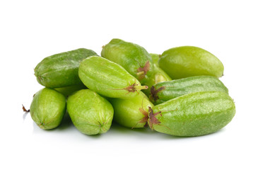 Bilimbi (Averhoa bilimbi Linn.) or cucumber fruit on white backg